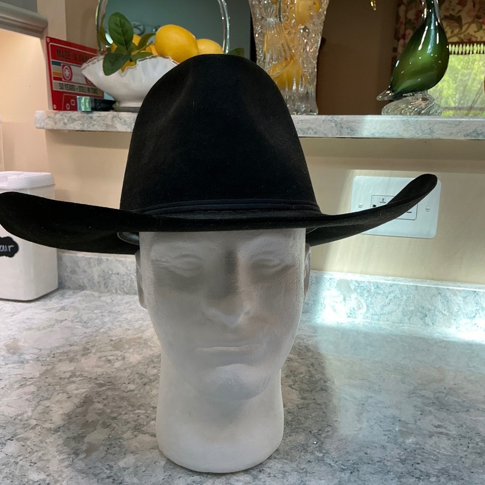 Resistol Cowboy Hat Las Vegas 7 1/4 Black 4X Beaver Felt Long Oval Made in USA